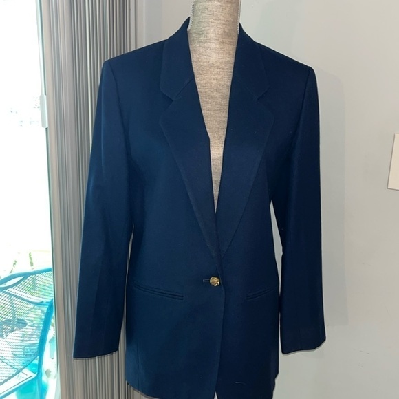 Vintage Pendleton Navy Blue 100% Wool Made in USA Blazer Suit Jacket - Picture 1 of 6